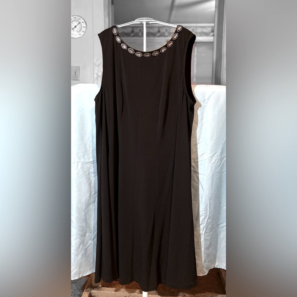 Connected Apparel Black Sheath Maxi Dress Sleeveless 20w Cocktail 96% polyester